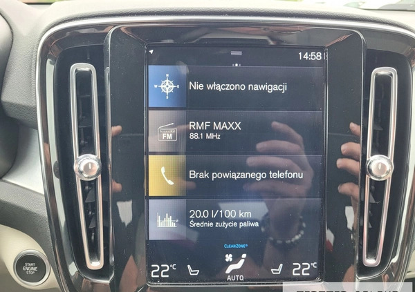 Volvo XC 40 cena 144777 przebieg: 87800, rok produkcji 2020 z Czarne małe 596